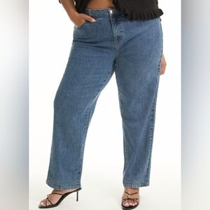 AVENUE Curvie-Fit High-Rise Straight-Leg Stretch Jeans. Sz 14